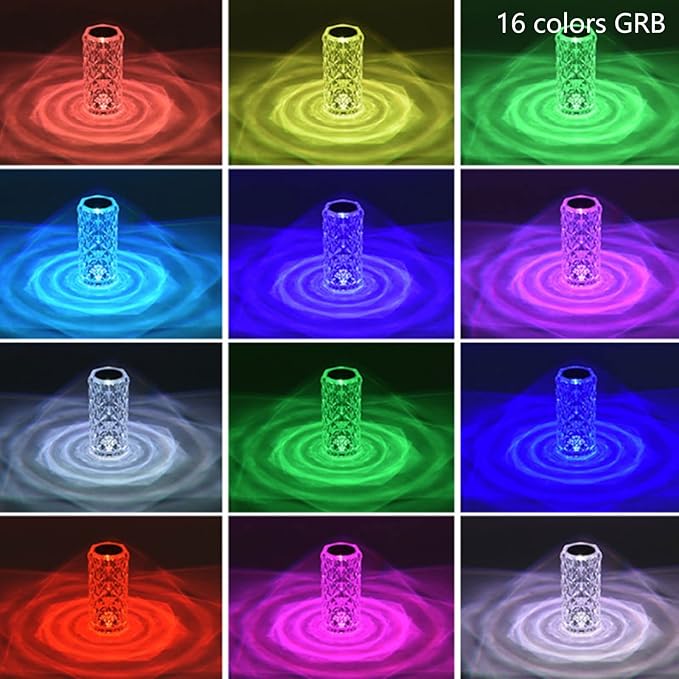 MIFXIN Crystal Table Lamp RGB 16 Colors Changing Remote Control Rose Diamond Crystal Lamp USB Charging Touch Light Decorative Acrylic Led Desk Lamp for Bedroom Living Room Dinning Table Decor