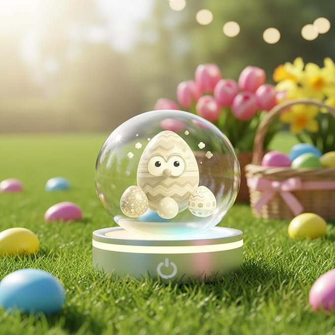 Led Easter Egg Crystal Ball Night Light, Gifts for Kids Him Her Boyfriend Girlfriend 3.15”
