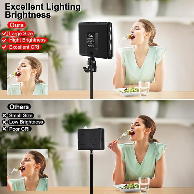 12" LED Video Light Kit,2-Pack Photography Lighting Kit,73" Height 2800-6500K Dimmable Studio Lights with Tripod Stand and Phone Holder, Streaming Lighting for Video Recording,Podcast,YouTube