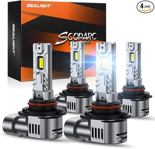 SEALIGHT S2S 9005/HB3 9006/HB4 Light Bulbs Combo, 100,000LM Super Brighter, 6500K Pure White 9005 9006 Fog Bulbs, 60K+ Hours Lifespan, 2-Pack for Tail Light Lenses
