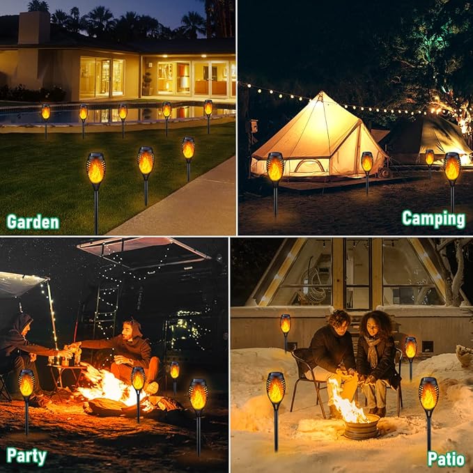 Solar Outdoor Lights, Solar Torch Light with Flickering Flame, Decorative Landscape Solar Garden Lights, Waterproof Solar Powered Outdoor Lights, LED Mini Torch Light for Yard Pathway Decor
