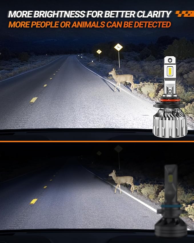 SEALIGHT 9005/HB3 9006/HB4 Bulbs Combo, 92000LM Ultra-Bright 6500K White 9005 9006 Light Bulbs with Cooling Fan, S6 HB3 HB4 Driving Fog Spot Light Wider Vision, Easy Plug N Play, Pack of 4