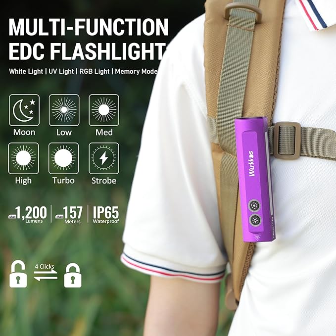 Wurkkos HD01 UV Flashlight(Purple) & TS11 EDC Flashlight(Orange)