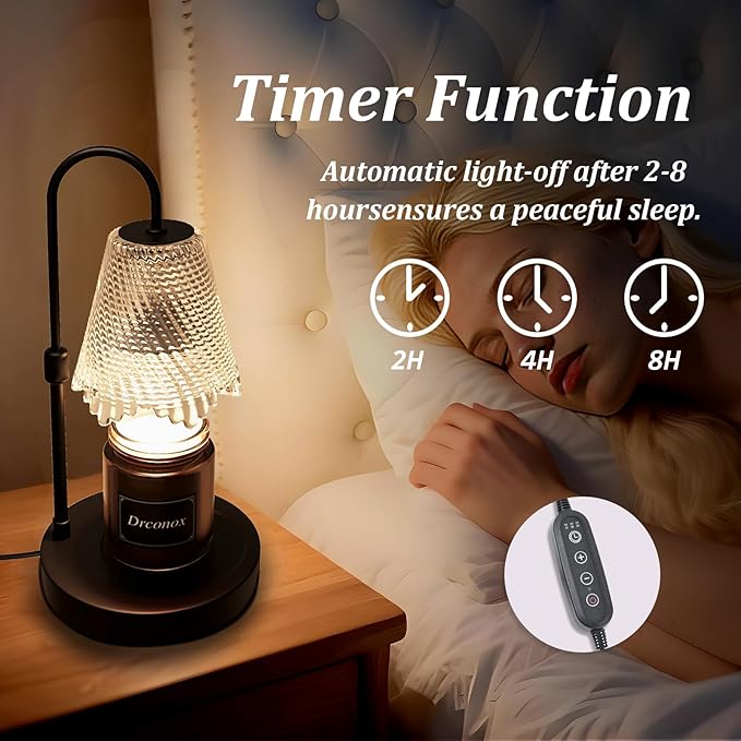 Candle Warmer Lamp with Timer, Adjustable Brightness & Height – Wax Melt Warmer for Jar Candles, Birthday Gifts for Women, Mom Day Gifts, Housewarming Gift Home Decor with 2 Bulbs