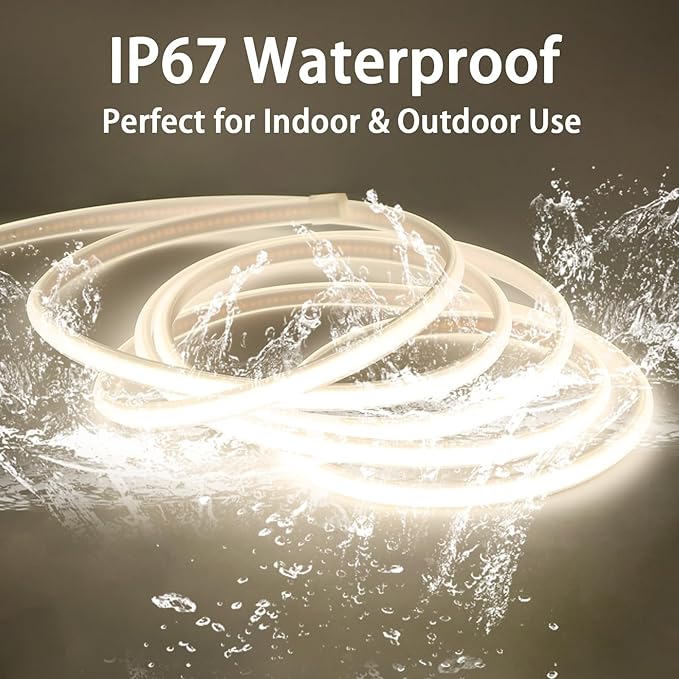 LED Strip Lights 16.4 ft AC 110V Outdoor Rope Lights Waterproof IP65 LED Cuttable Strip Lighting Super Bright 320LEDs 4000K White LED Lights for Bedroom Kitchen Under Cabinet Lighting