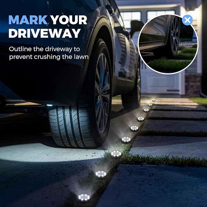 SOLPEX Mini Solar Ground Lights, 20 Pack Solar Lights Outdoor Waterproof, Landscape Lighting for Garden Pathway Driveway Walkway (Cool White)