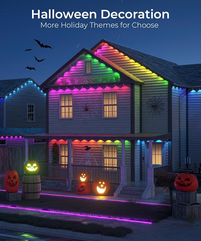 Smart Permanent Outdoor Lights, 100ft with 72 LED RGB String Lights, IP67 Waterproof Eaves Light with 44 Scene Modes for Halloween Christmas Birthday Holiday Party, APP/Voice/Remote Control