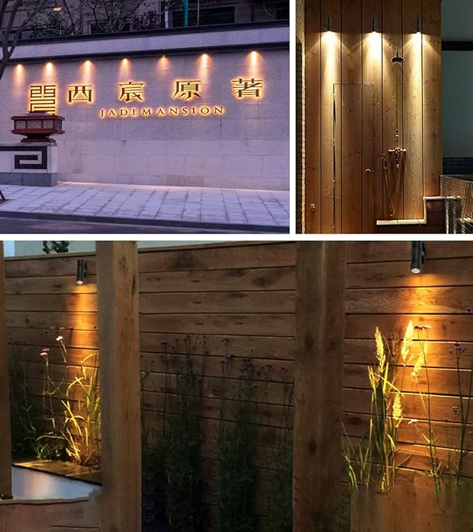 LED Wall Light Mini Bamboo, 3W 12V-24V DC, 15° Narrow Beam Angle, IP65 Waterproof, Surface Mounting Outdoor Landscape Lighting,Warm White 3000K (A - Single Beam)