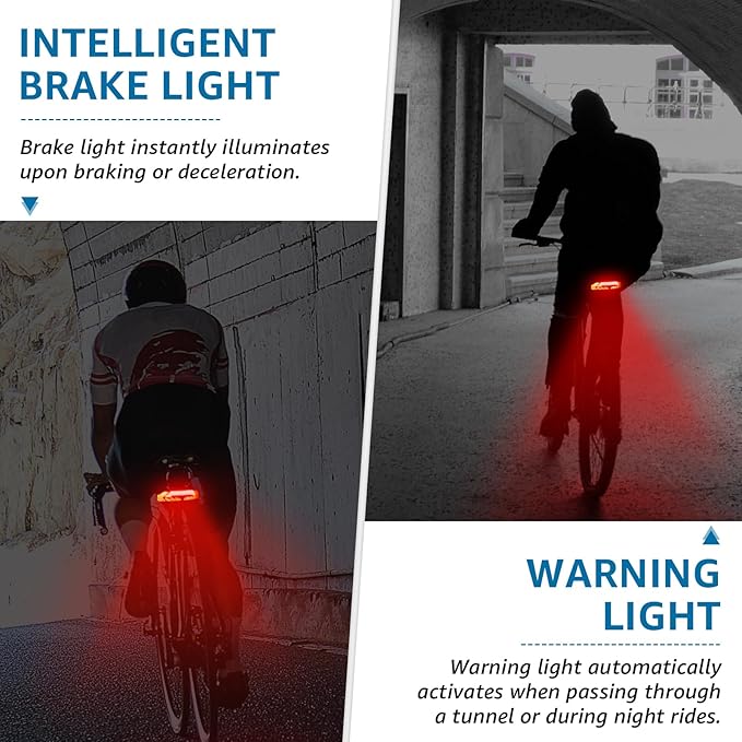 Bike Turn Signals, Bicycle Tail Light with Turn Signals, Bike Tail Light USB Rechargeable with Horn, IP65 Waterproof Anti-Theft Alarm,6 Light Mode Auto On Off, for Bicycle, Ebike, Scooter