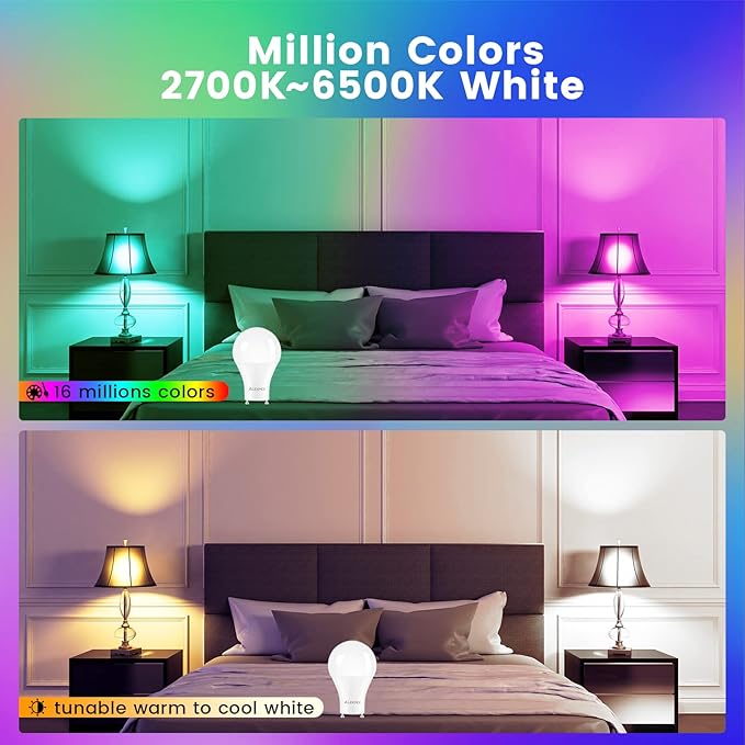 OHLUX GU24 Smart Light Bulbs Compatible with Alexa, 10W 900LM Super Bright, RGBCW Color Changing GU24 LED Bulb, 120V 80W Halogen Replacement, 4Pack