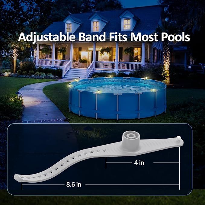 Solar Pool Lights - 6 Pack, Pool Light for Framed Above Ground Pools, Outdoor Swimming Pool Fence Decoration Accessories, Waterproof LED Pool Solar Lights, Pool Enclosure Lighting Decor