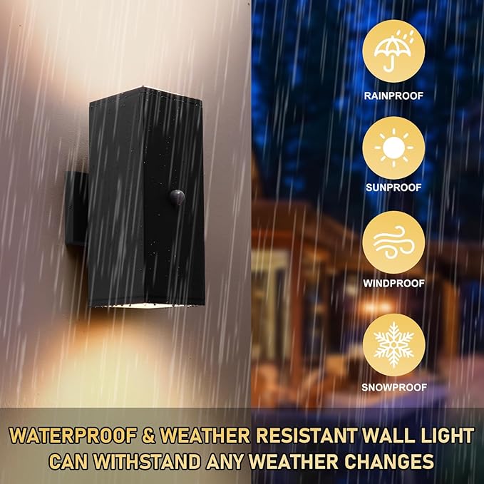 Motion Sensor Outdoor Light Fixture Wall Mount, Exterior Lighting fixtures for Outside, Front Porch Lights, Waterproof Wall Sconce Lamp, Black Coach Lights for House, Patio, Garage, Doorway, Entryway