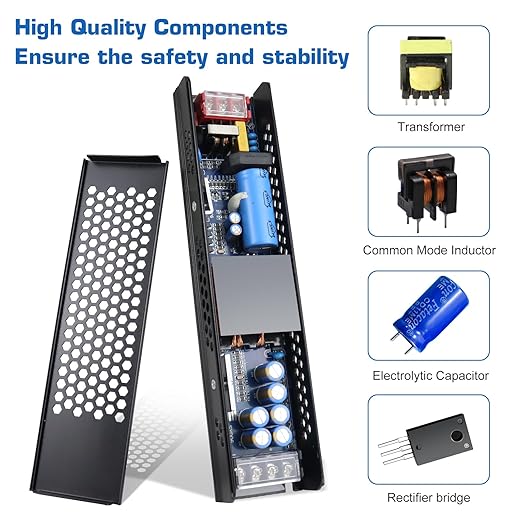 LED Driver 24V 200W 8.3A Slim LED Power Supply, AC 100-250V to 24V DC Adapter, Constant Voltage Transformer for LED Strip Lights, Bulbs, Garden Light, Cabinet Lights