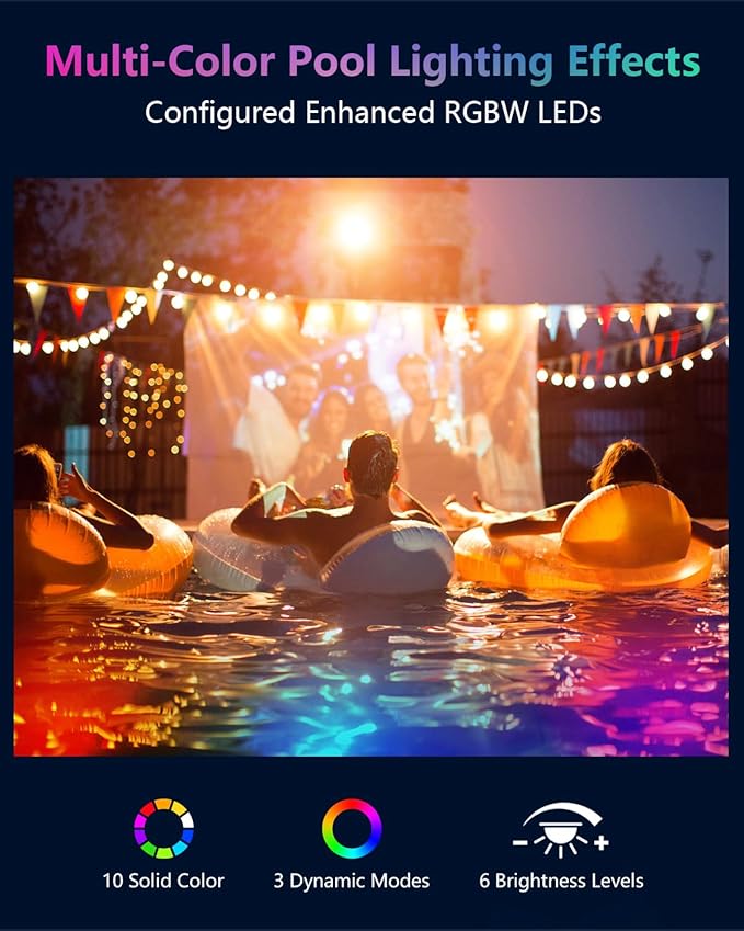 Vangue Premium Rechargeable Submersible Lights, 3 Lighting Modes LED Pool Lights for Inground Pool, IP68 Waterproof, Brightness Adjustable, Also Suitable for Hot Tubs, Showers, Ponds
