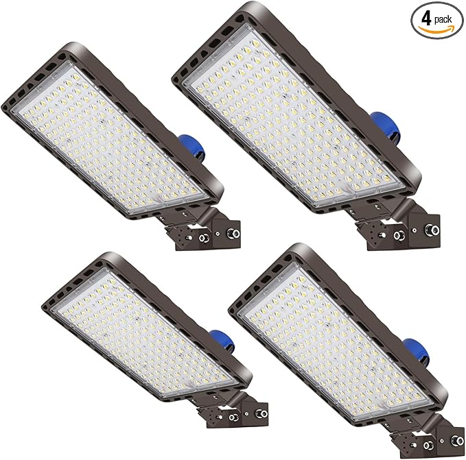 Juyace 240W LED Parking Lot Light Trunnion Bracket Yoke Wall Mount t Dusk to Dawn Outdoor Lighting Exterior Flood Commercial Outside IP65 Waterproof 100-277V Security Area 4 Pack