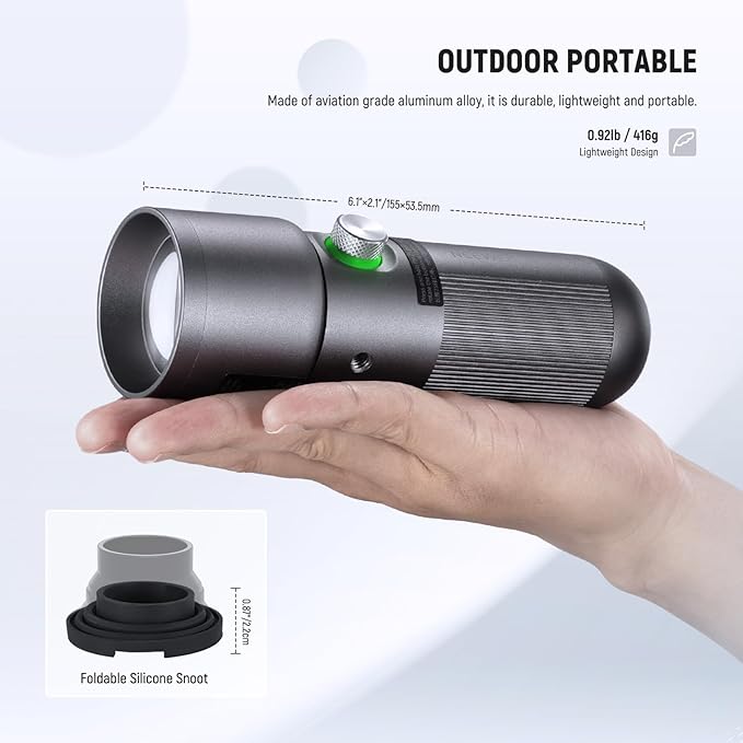 NEEWER Basics RGB Photography Flashlight, 4 Colors/20 GOBO Filters/CRI95+/7500mAh, 10W 6300K Portable LED Video Spotlight Patterned Ambient Aluminum Sunset Light for Recording Studio Lighting, FL10