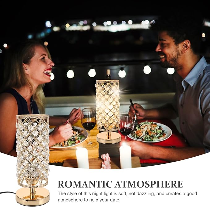 1pc Creative Crystal Table Lamp for Living Room Elegant Desk Light Adornment Warm Ambiance Touch Control Accent for Bedroom and Home Decor