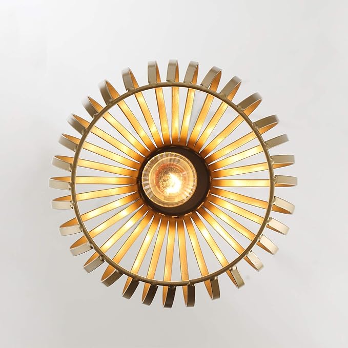 Industrial Wire Cage Plug in Pendant Lighting Metal Hanging Light Fixture with 14.27 Ft Hanging Cord and On/Off Switch (Gold)