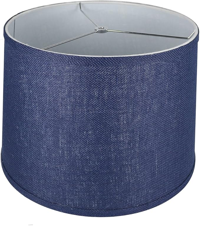 Urbanest French Drum Burlap Lampshade, 14-inch by 16-inch by 11-inch, Navy Blue
