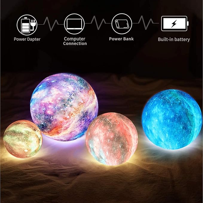 Moon Lamp, Night Light, 16 Colors Galaxy Lamp 3D Printing Moon Light with Stand/Remote Control/Touch/USB Rechargeable/Timer, Moon Night Light for Kids Friend, Home decor Mothers Day Gifts (4.8 inch)