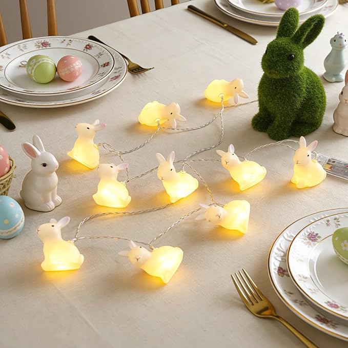 Ciieeo 1set Cartoon String Lights Lovely Rabbit Decoration Lighting Led Decorative Lamps for Easter Warm Lights for Ktv Bar and Mall Celebrations