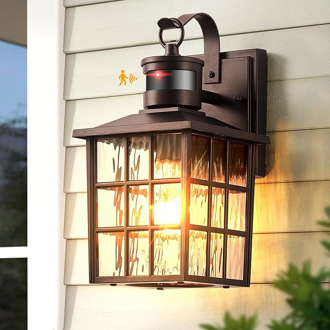 VIANIS Oil Rubbed Bronze Motion Sensor Exterior Lighting Fixtures, Farmhouse Dusk to Dawn Outdoor Porch Lights Wall Mount for House, Anti-Rust Waterproof Outdoor Wall Sconce for Garage, Front Door