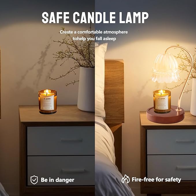 Candle Warmer Lamp with Dimmer - Electric Candle Lamp with Timer for Jar Candles Scented Candles, Plug-in Wax Warmer Lamp for Home & Office with 2 Bulb
