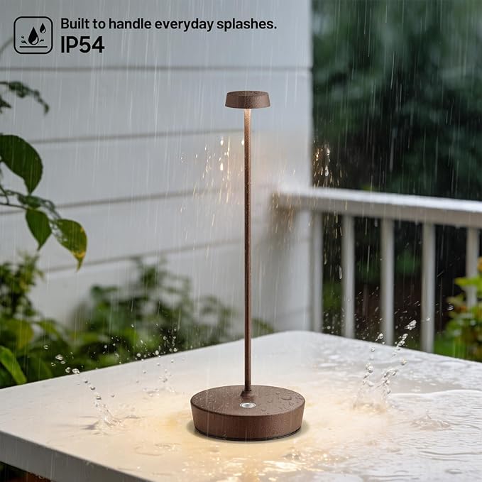 2Pack Cordless LED Table Lamp，Rechargeable Battery Desk Lamps, 3 Color Stepless Dimmable Metal Battery Table Lamps, Portable Waterproof Table Light for Indoor/Outdoor/Restaurant