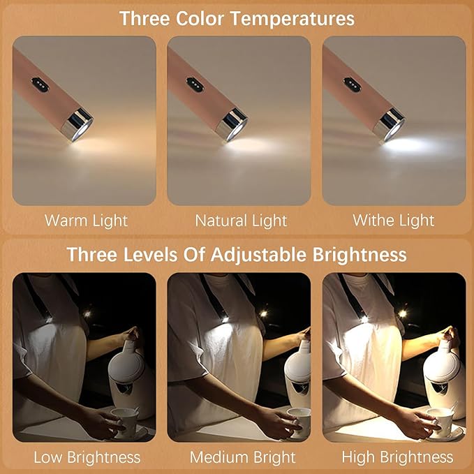 LED Neck Reading Light, 3-Color & 3-Brightness Adjustable Bendable Neck Light, USB Rechargeable Book Light for Reading in Bed, Knitting, Crochet, Camping, Working, Book Lovers Gifts (Black)