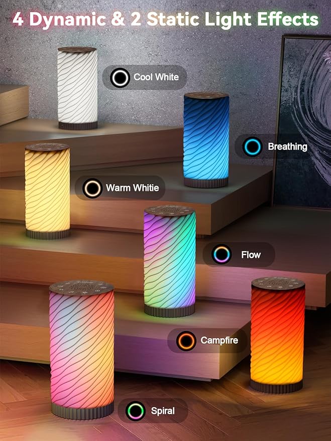 Sound Machine with Night Light, White Noise Sound Machine Mood Lamp for Adult Relaxation - 24 Soothing Sounds, Bluetooth Speaker, Touch Control, Timer, Adjustable Volume & Brightness for Bedroom