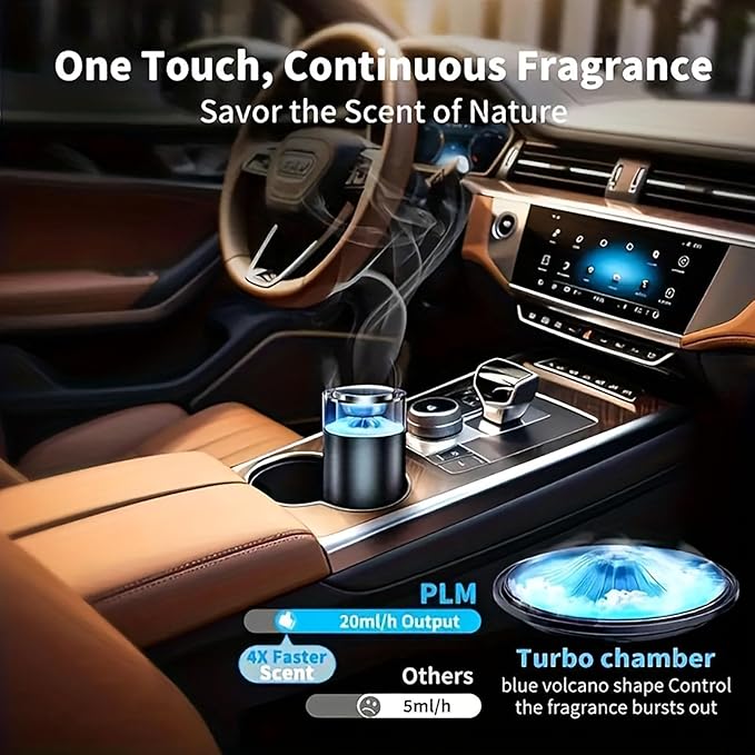 Waterless Essential Oil Diffuser for Home Aromatherapy Scent，Small Smart Car Diffuser Air Freshener,Auto Start & Stop Colorful Ambient Lighting Smart Spray 4 Settings Modes,Gifts for Men Women