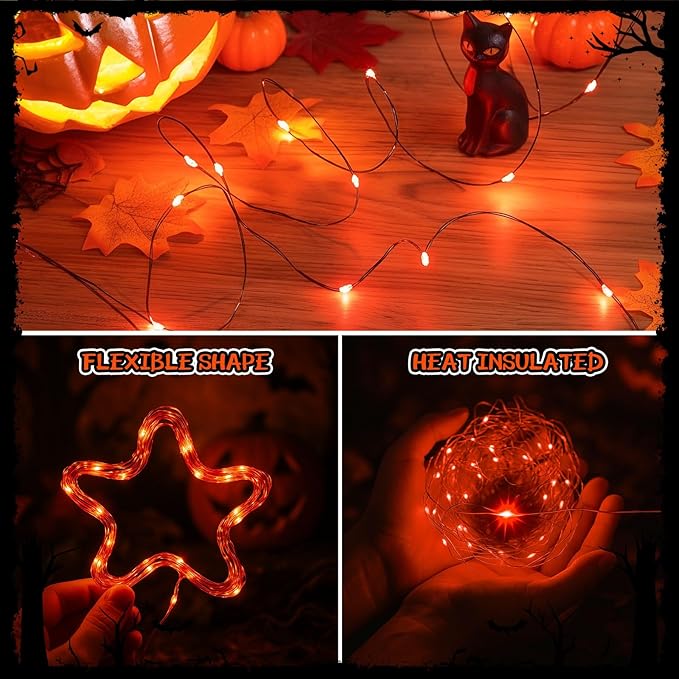 Macarrie 6 PS Orange USB String Lights 33 ft 100 LED Fairy Lights Powered String for Halloween Indoor Outdoor Wedding Party Festival Home Garden Decoration Orange