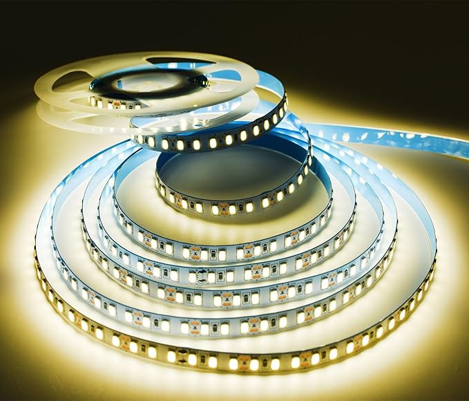 AC110-130V LED Strip Lights，Dimmable 10000LM 16.4ft/5m SMD 2835 600 LEDs Waterproof IP68 LED Lights Strip Ribbon, More Brightness Than Low Voltage LED Strip Lights (Natural White 4000K)