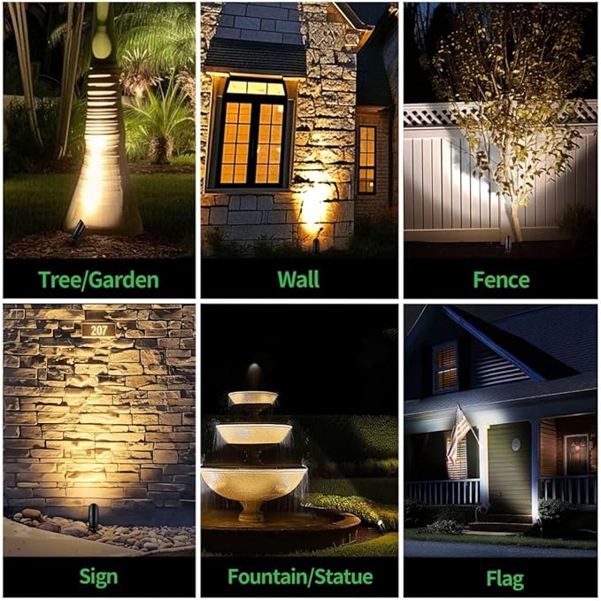Landscape Spotlights, Black Low Voltage LED Outdoor Lighting, IP65 Waterproof Aluminum uplight for Yard House Porch with 5W MR16 Bulb 2700K 12 Pack