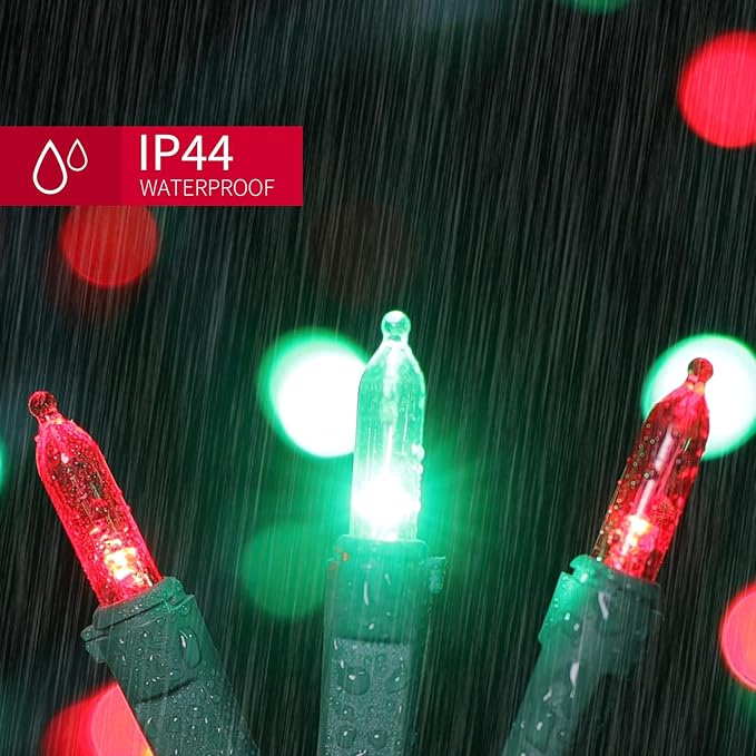 LAMPHOME 100 Mini LED Count Red and Green -String Lights - 21.6FT LED Christmas Lights, Mini led Lights for Outdoor Home Holiday Party Wedding Independence Day Decoration
