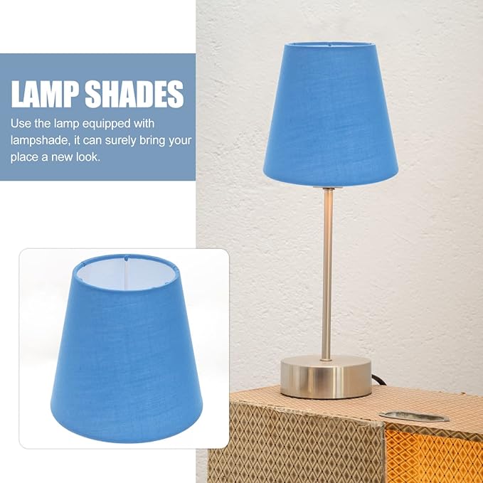 Lurrose Barrel Fabric Lampshade Cloth Lamp Shade Wall Lamp Covers Replacement Lamp Shade for Table Floor Pendant Lamp, Blue