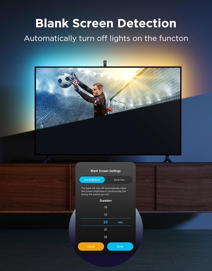 Govee TV Backlight 3 Lite with Fish-Eye Correction Function Sync to 55-65 Inch TVs, 11.8ft RGBICW Wi-Fi LED Strip Lights with Camera, 4 Colors in 1 Lamp Bead, Voice and APP Control, Adapter
