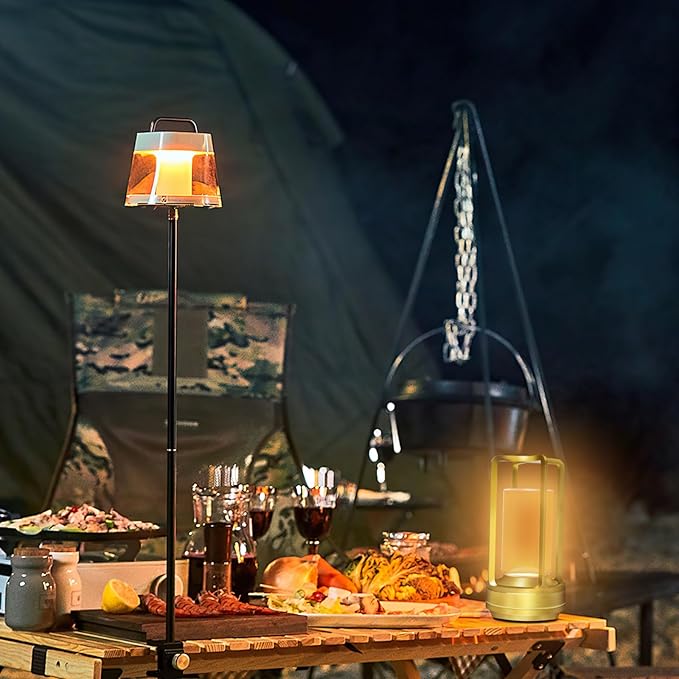 Cordless Rechargeable Table Lamps, Portable Lumisom Crystal Small Lantern Lamp with Touch Control & 3 Color Dimmable, 4000mAh Battery-Powered Klarako Crystal Desk Lanter for Outdoor Indoor (Gold)