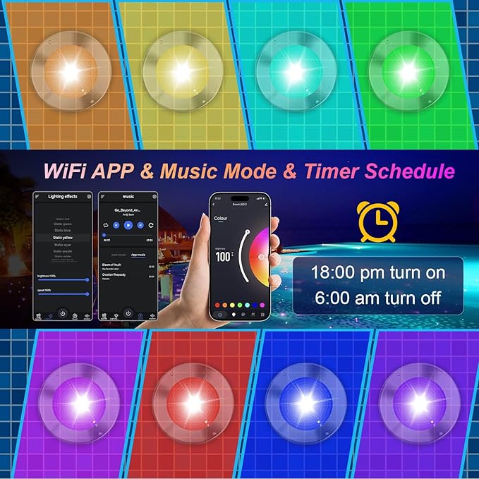 60W 10" Smart Pool Lights for Inground Pool with Triple Control (WiFi Bluetooth APP/Remote/Controller), Led Color Changing Underwater Swimming Pool Light for 10" Large Wet Niches - 120Ft