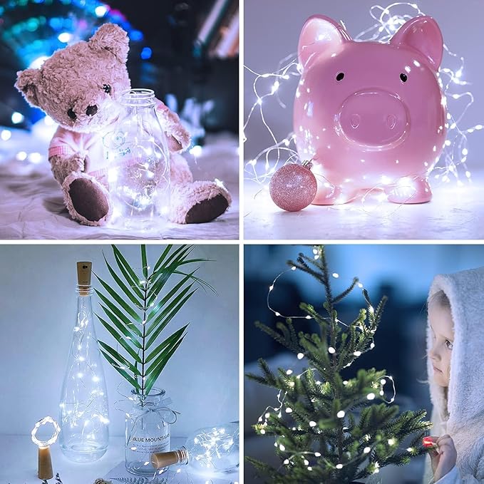 JMEXSUSS 2 Pack White Fairy Lights Battery Operated, Total 200 LED 66ft Twinkle Lights with Remote, 8 Mode White String Lights for Bedroom Ceiling Centerpiece Tree Indoor Outdoor Decor