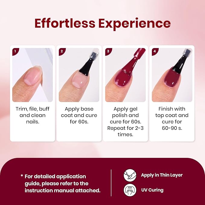 Beetles Burgundy Red Gel Polish - 15ML/0.51Fl Oz, Burgundy Dark Red Gel Nail Polish, Soak Off UV LED Lamp Wine Color Nails Art, Long-Lasting Manicure Salon DIY Home Gifts for Woman