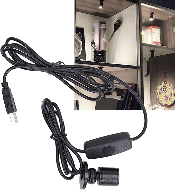Zerodis 5V Mini Spot Lights Bright USB Dimmable LED Spotlight Spot Lights Indoor Accent Lighting with 6.6ft Cable Modern Spotlight for Showcase Jewelry Cabinet Porch (Positive White Light 6000K)