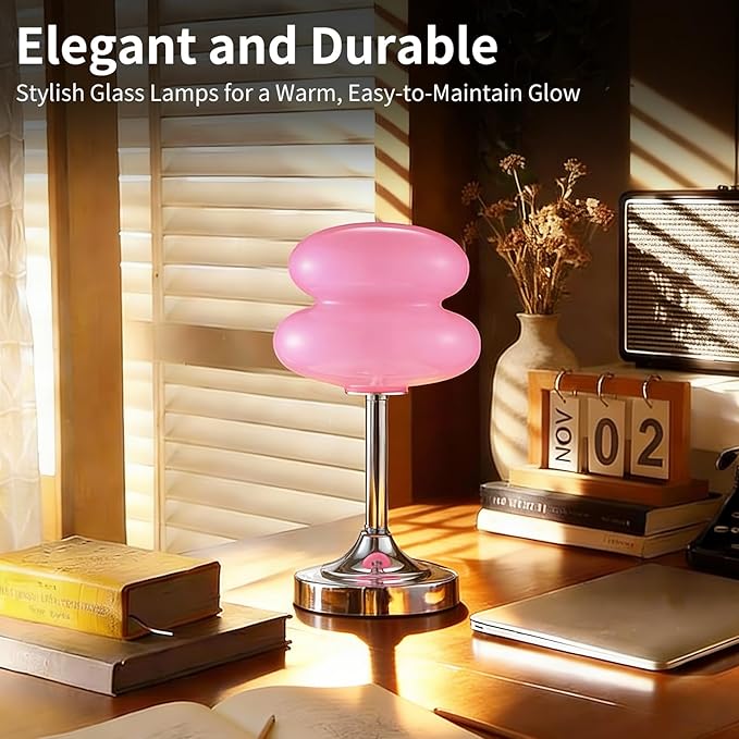 Cordless Mushroom Lamp Table Lamp for Bedroom, Battery Operate Mini Modern Mid Century Lamps,Unique Aesthetic Home Living Room Decor