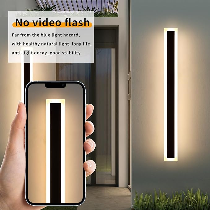 Mikeru Upgraded Widened 2pack 57inch Long LED Wall Light Fixtures, 10%-100% Dimmable Outdoor Wall Lights Exterior Front Porch Light 3000-6000k Outdoor Light Fixtures Wall Mount for Basement, Garage