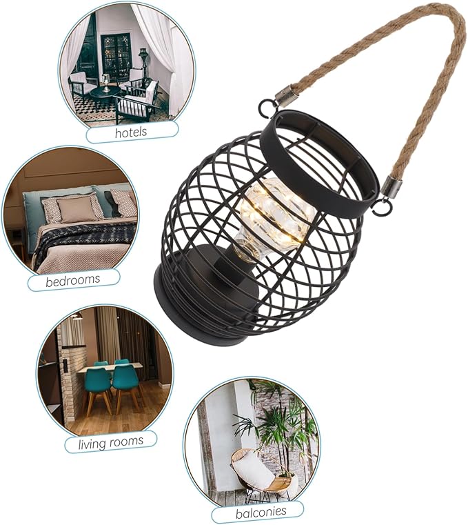Retro Metal Led Lantern Lightweight Basket Design for Bedside Desk Use for Home and Events Cordless Rechargeable Night Light