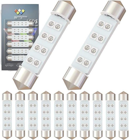 DC 24V 44mm 578 Festoon Dome LED Bulb Blue 211-2 561 562 566 LED Bulbs for Truck Interior Door Trunk courtesy Lights (Pack 12)