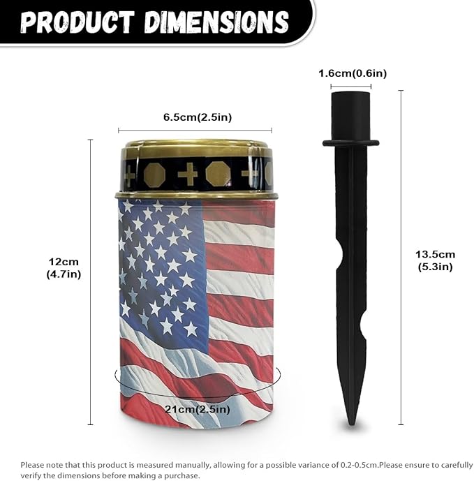 American Flag Light for Prayer Cemetery Solar Lights for Grave Cemetery Candle Lamp Garden Cemetery 4th of July Decorations
