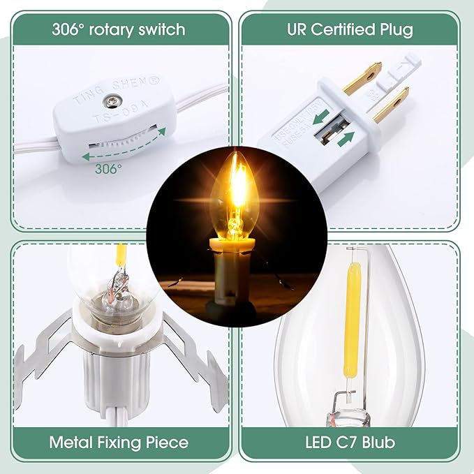Coume 24 Packs Accessory Cord with LED Light Bulb, 6 Ft Warm Light Accessory Cord Kit (White)