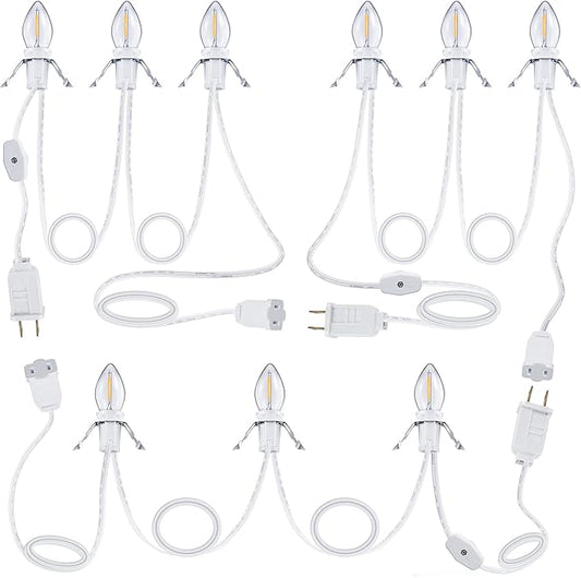 Meonum Accessory Cord with 3 LED Light Bulbs, 8.2 Ft Indoor Blow Mold Light Cord with Female Plug for Halloween Pumpkins Christmas Village Houses and Craft Projects Decoration, Warm White(3 Pack)