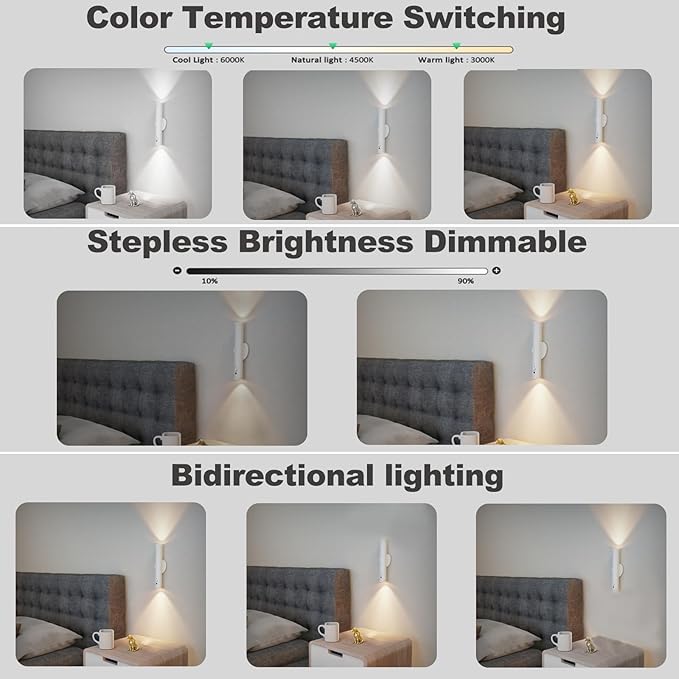 Rechargeable Wall Sconces | Dimmable LED Cordless Lamp with Remote, Motion Sensor, Metal Body | Battery Operated Lights for Decor, Night Light Indoor, Hallway, Bedroom, 1pcs